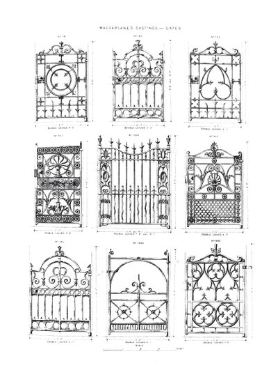 Dessins pour des portes en fonte, de Macfarlane