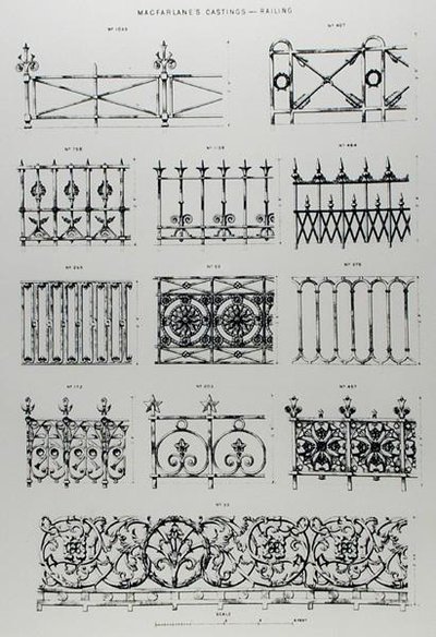 Conceptions de balustrades en fonte, de 