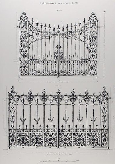 Conceptions pour des balustrades en fonte, de 