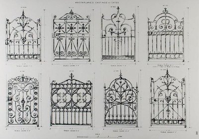 Conceptions pour des balustrades en fonte, de 