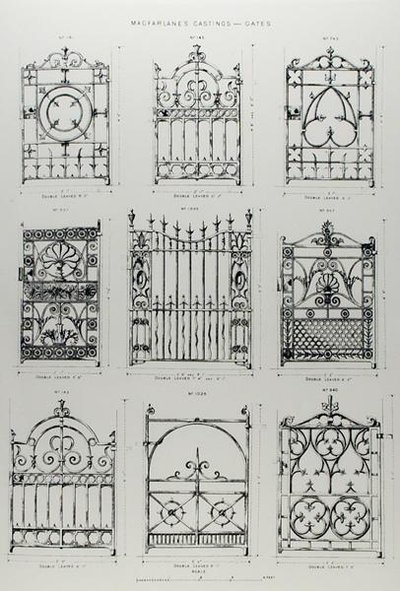 Conceptions pour des balustrades en fonte, de 
