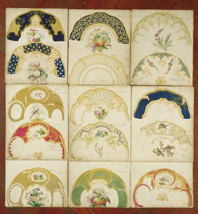 Dessins pour des assiettes en porcelaine pour la fabrique Daniel, Staffordshire, vers 1846 - English School