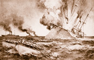 Destruction du Dresden au large de Fernandez le 14 mars 1915, 1914-19 - English School