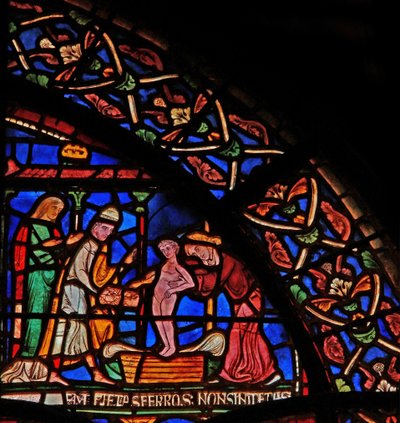 Détail de la fenêtre des Miracles représentant l