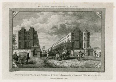 Devonshire Place et Wimpole Street depuis la New Road, St Marylebone - English School