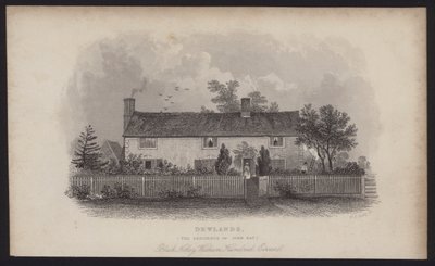 Dewlands, la résidence de John Ray, Black Notley, Witham Hundred, Essex (gravure) - English School