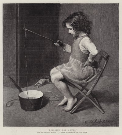 Pêche à la ligne pour le chubb (gravure) - English School