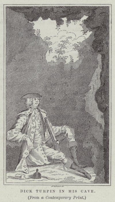 Dick Turpin dans sa grotte (gravure) - English School