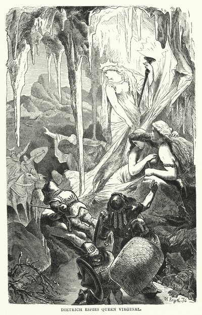 Dietrich aperçoit la reine Virginal (gravure) - English School