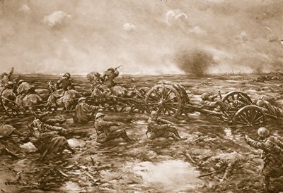 Difficultés du transport des canons, 1914-19 - English School