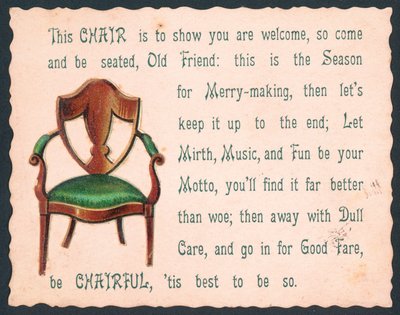 Chaise de salle à manger, Carte de Noël - English School