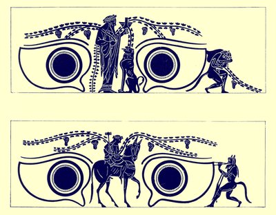 Dionysos, Héphaïstos et satyres, illustration des Peintures de vases grecs par J. E. Harrison et D. S. MacColl, publié en 1894 - English School