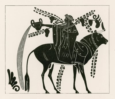 Dionysos chevauchant un taureau (gravure) - English School