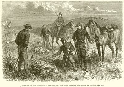 Découverte des squelettes de soldats surpris et tués par des Indiens (juin 1867) - English School