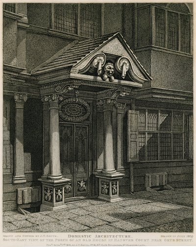 Architecture domestique : vue sud-est du porche d