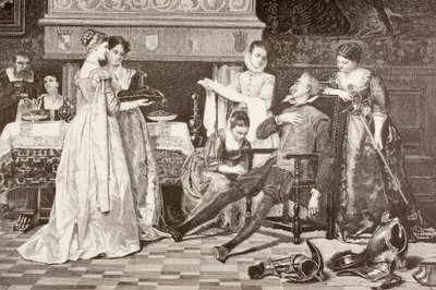Don Quichotte dans la maison du Duc et de la Duchesse (lithographie) - English School