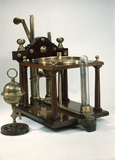 Pompe à air à double barillet avec hémisphères de Magdebourg, vers 1800 - English School