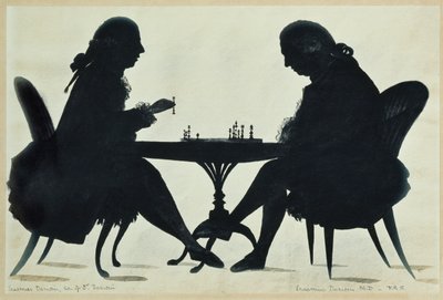 Dr. E. Darwin jouant aux échecs avec son fils, vers 1780 - English School