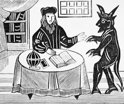 Dr. Faustus en conseil avec le diable, de la traduction de Dr. Faustus par Christopher Marlowe (1564-93) 1648 d