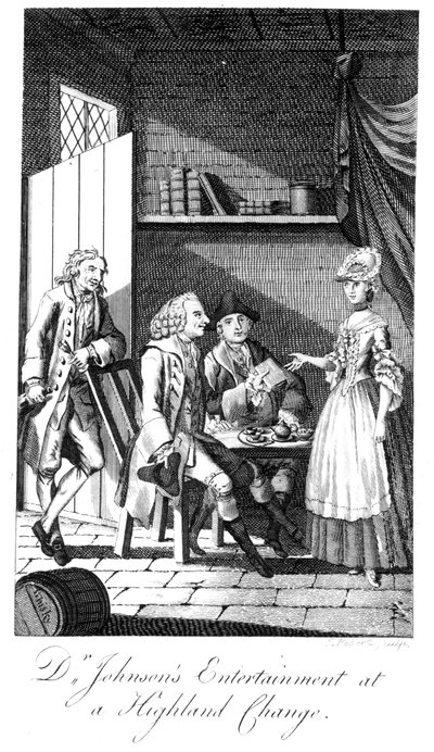 Le divertissement du Dr Johnson à un changement des Highlands, gravé par Roberts - English School