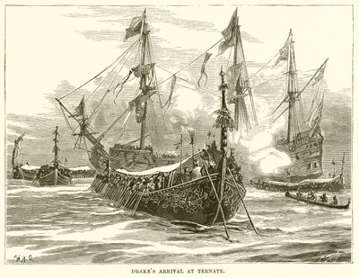 Arrivée de Drake à Ternate - English School