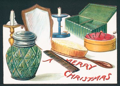 Contenu de la coiffeuse, Carte de Noël - English School