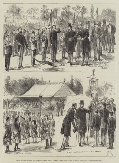 Compétition de drill des écoles du London Board devant le prince et la princesse de Galles à Buckhurst Hill - English School