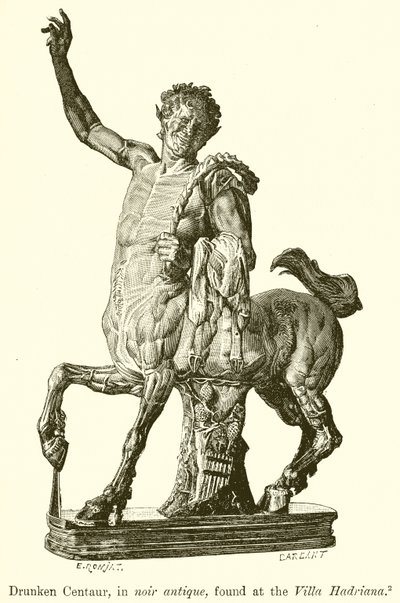 Centaur ivre, en Noir Antique, trouvé à la Villa Hadriana - English School