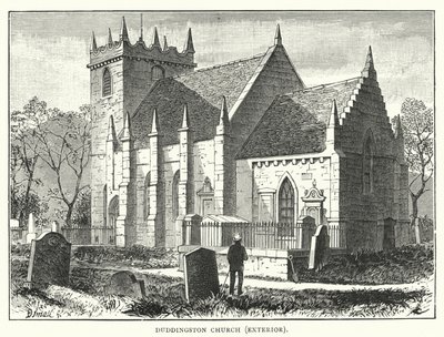 Église de Duddingston, extérieur (gravure) - English School