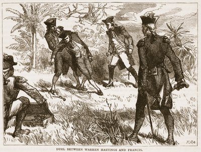 Duel entre Warren Hastings et Francis, illustration de Cassell