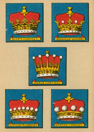 Couronne du duc. Couronne du marquis. Couronne du comte. Couronne du vicomte. Couronne du baron - English School