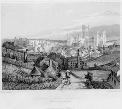 Cathédrale et château de Durham depuis Newcastle Road, 1841 - English School