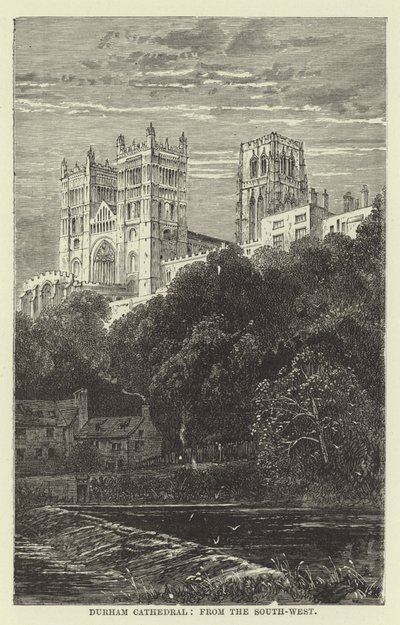 Cathédrale de Durham, vue du sud-ouest - English School