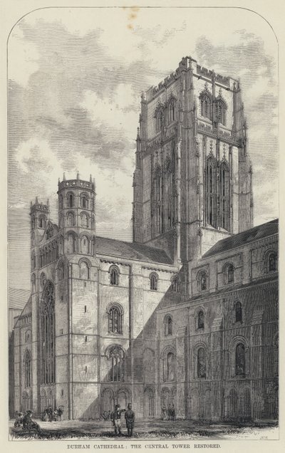 Cathédrale de Durham, la tour centrale restaurée (gravure) - English School