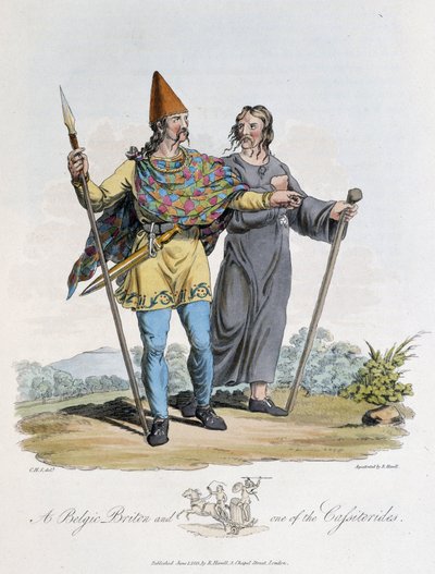 Hollandais et guerrier - dans « Celtes et Goths, coutumes des habitants des îles britanniques du début du VIe siècle et des nations gothiques de la côte ouest de la Baltique », par S.R. Meyrick et Ch. Smith - English School