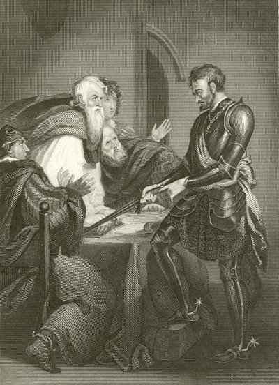 Comte Warrenne justifiant les titres de ses domaines - English School