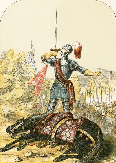 Le serment du comte de Warwick sur son épée après avoir poignardé son cheval - English School
