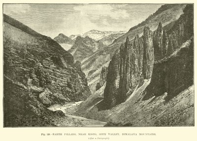 Piliers de terre, près de Kioto, vallée de Spiti, montagnes de l