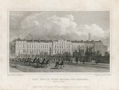 Côté est de Park Square, et Diorama, Regents Park - English School