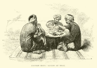 Nattes orientales, assis à table - English School