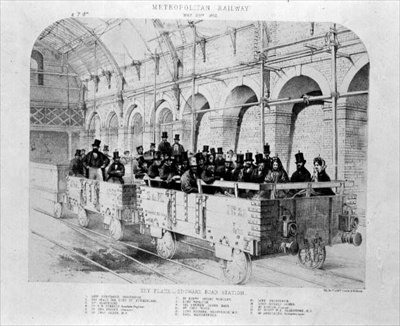 Station Edgware Road lors du voyage inaugural du Metropolitan Railway, 24 mai 1862 - English School