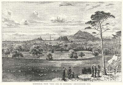 Édimbourg, depuis "Rest and Be Thankful" Corstorphine Hill (gravure) - English School