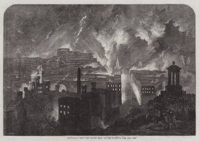 Édimbourg, depuis Calton Hill, la nuit du 10 (gravure) - English School