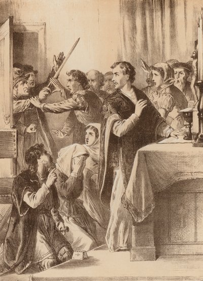 Edmund Genings, "A ouvert la porte de la chambre où il célébrait" - English School
