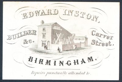 Edward Inston, constructeur, carte de visite - English School