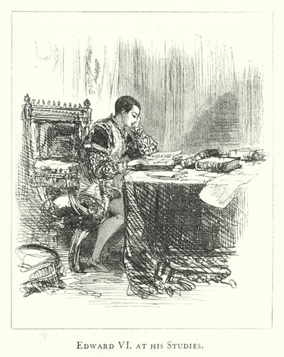 Édouard VI à ses études (gravure) - English School