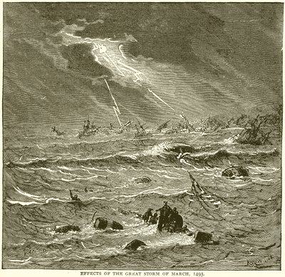 Effets de la grande tempête de mars 1493 - English School