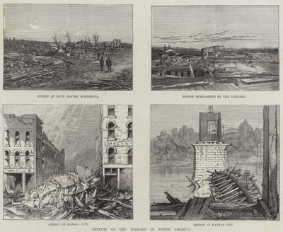 Effets de la tornade en Amérique du Nord (gravure) - English School