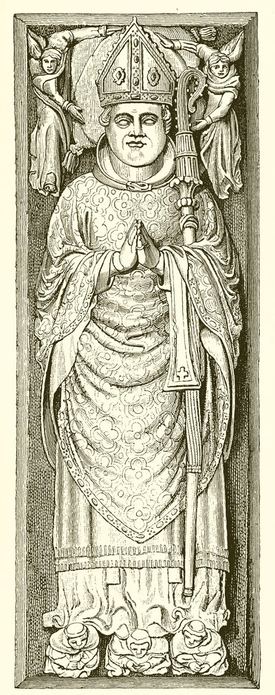 Effigie de Guillaume de Wykeham sur sa tombe dans la cathédrale de Winchester - English School