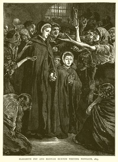 Elizabeth Fry et Hannah Buxton visitant Newgate, 1813 - English School